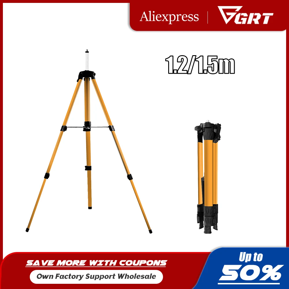 

1.2/1.5M Laser Level Tripod Adjustable Height Metal Bracket With 5/8" Adapter Anti-corrosion coating штатив для лазерн уровн