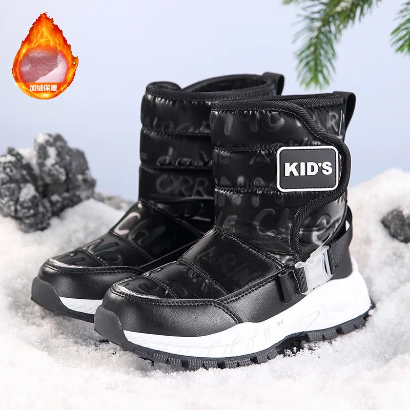 Children Boots Fashion Winter Warm Plush Kid Snows Shoes Fur Waterproof Non-slip Outdoor Sports Ankle Boots for Girl