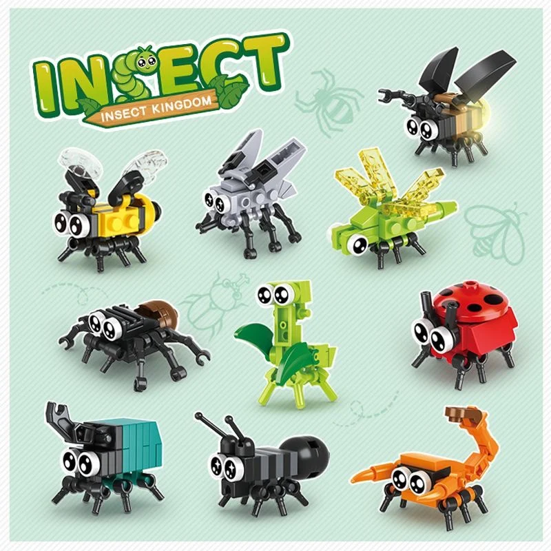 Creative Expert Mini Insects Animal Model Building Block Butterfly Bricks Model Educationa10 in 1 Kit Toy Birthday Gift for Kids