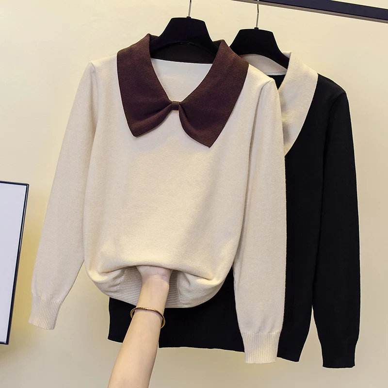 Women Sweater Knitted New Long Sleeve Loose Sweaters Ladies Sweet Pullover Women Vintage Bottoming Popular Knitwear Tops