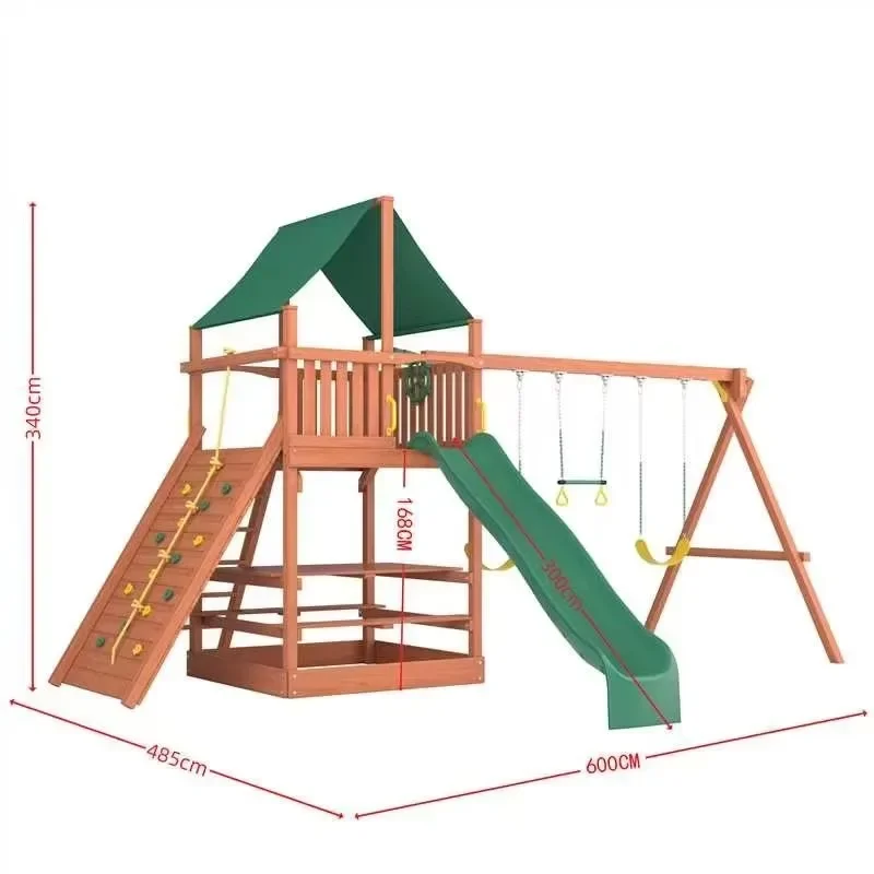 حديقة الأطفال معدات تسلية خارجية كبيرة مجموعة أرجوحة إبداعية ملعب خشبي خارجي مجموعات أرجوحة خشبية للأطفال #3