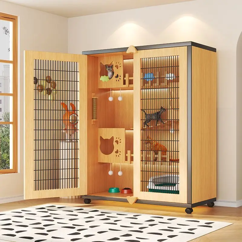 

Household wooden cat villa pet cabinet oversized free space luxury cat house cat house cat cage with toilet pet cabinet