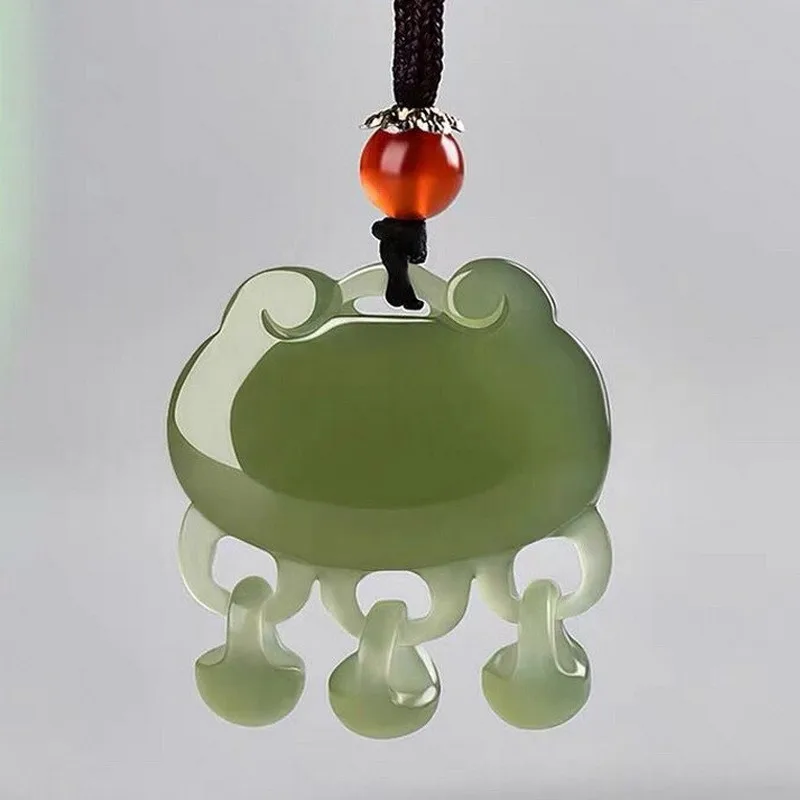 Fine Jewelry Natural Hetian Nephrite Jade Qinghai Lianghu Lake Green Safety Lock Pendant Pendant for Men and Women