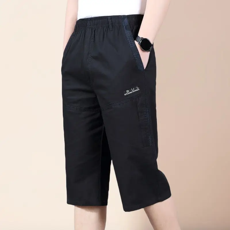 Men's Cropped Pants Cotton Shorts Loose and Casual