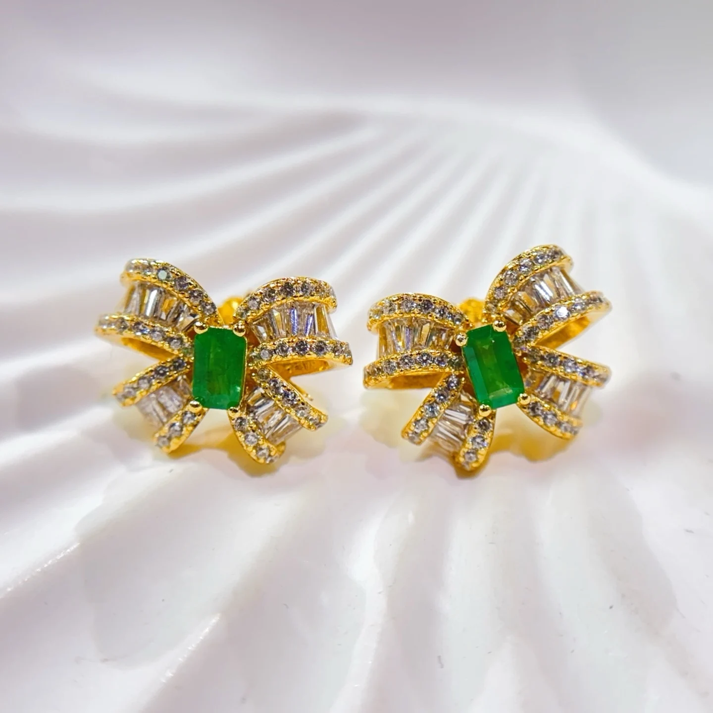YULEM 925 Sterling Silver Emerald Earring Natural Green Gemstone Rectangle Ear Stud Fine Jewelry