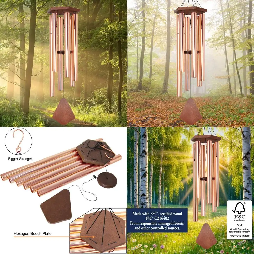 

Большие колокольчики для улицы сочувствиями — 44-дюймовый мемориальный колокольчик глубокого тона с 6 туниками, элегантный дизайн