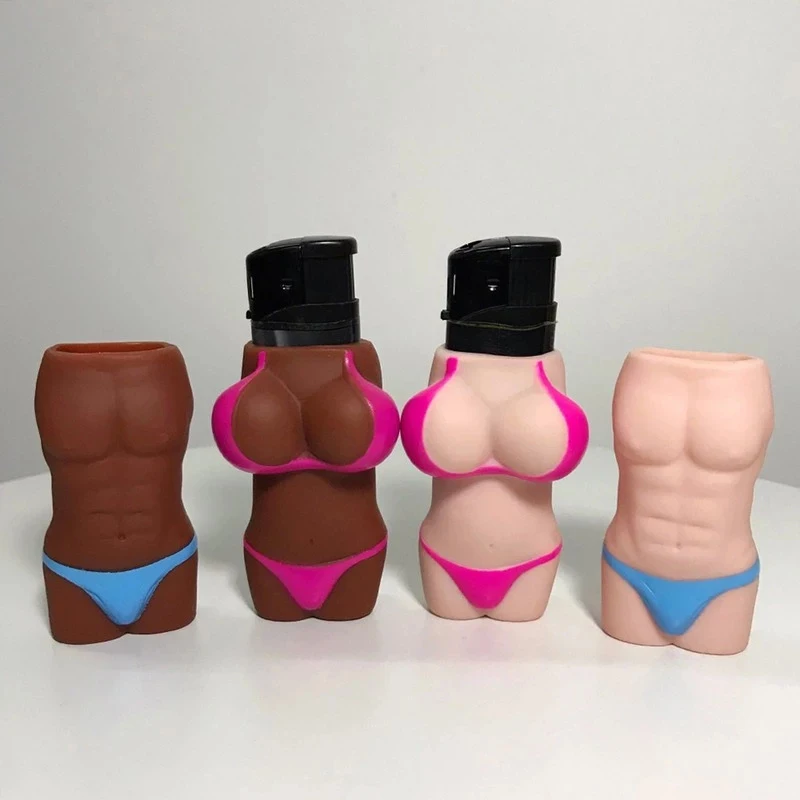 Creative Body Silicone Lighter Cover Waterproof Bikini Themed Women Men Cigarette Lighter Protective Case Couple Decor Gifts