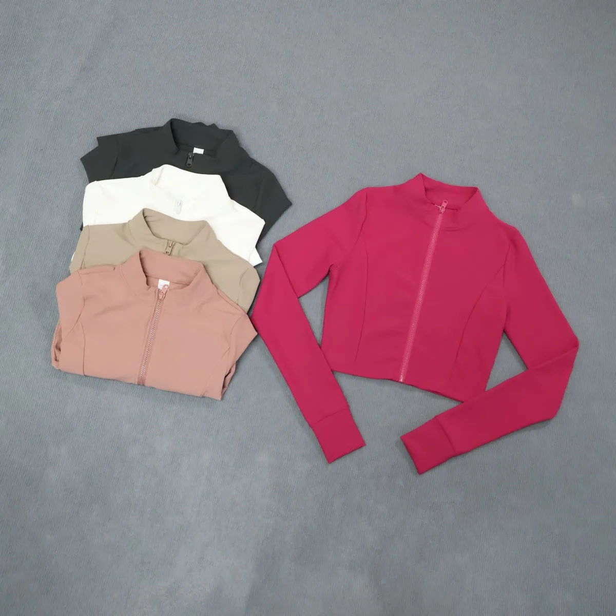 Damen Sportjacke mit hohem Kragen und Reißverschluss, Slim Fit, Langarm Yoga & Fitness Oberteil, schnelltrocknend und atmungsaktiv, Outdoor-Sportbekleidung – Detail 21