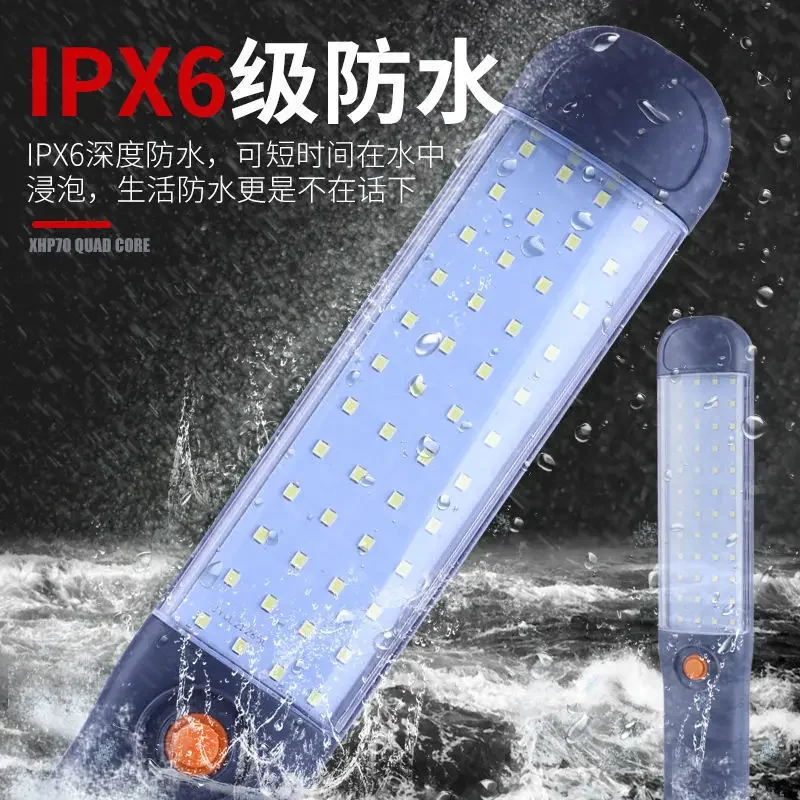 

Магнитный светодиодный рабочий фонарь с крючком, зарядка через USB, лампа для обслуживания автомобиля, кемпинговый киоск, ночной рынок, аварийное освещение, портативное освещение