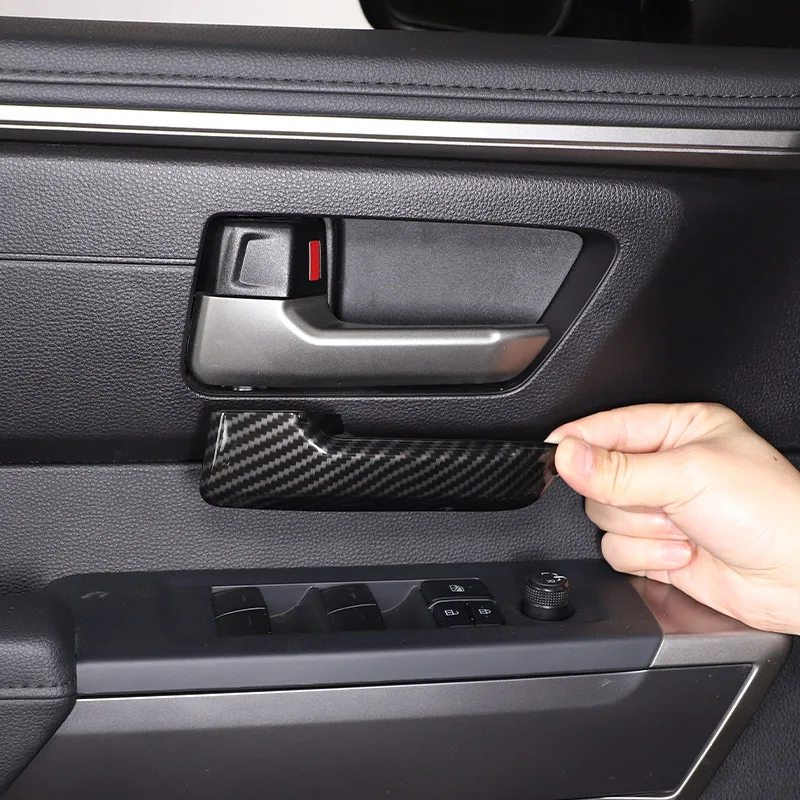 

For Toyota Tundra / Sequoia 2022-23 ABS Carbon Fiber / Matt Black Car Door Inner Handle Cover Protection Sticker Car Accessories