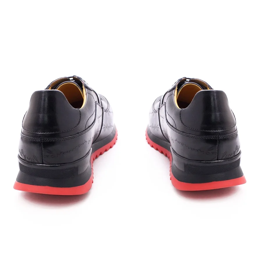 Genuine Leather Men's Sneakers Lace Up Handmade Heightening Men's Shoes Streamline Fashion Comfortable Casual Shoes Party Shoes