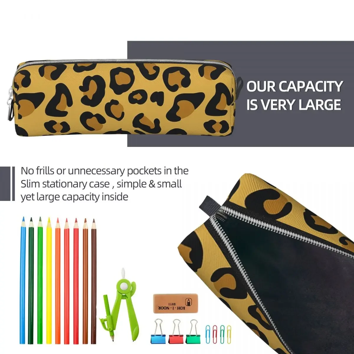 Cheetah Skin Leopard Pattern Pencil Case Creative Pen Holder Bags Girl Boy Large Storage School Supplies Cosmetic Pencilcases