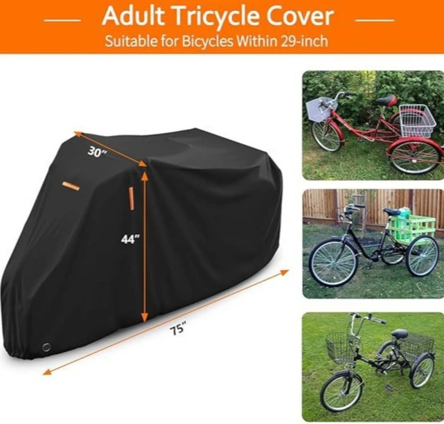 

NEW Tricycle Cover Oxford Cloth PU Coated Waterproof Cover for Bicycles and Motorcycles