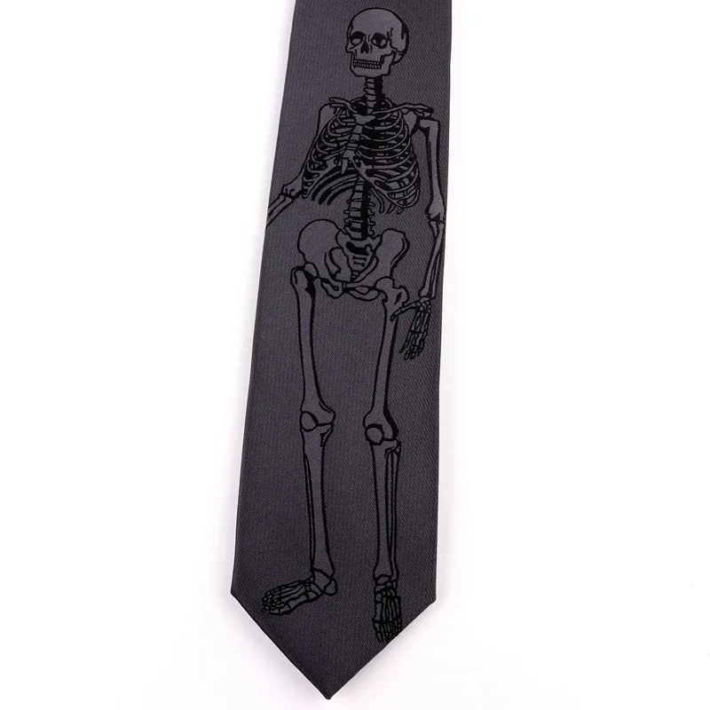 Free shipping New male men's necktie Original design dark gray skull skeleton college style literary women embroidery tie