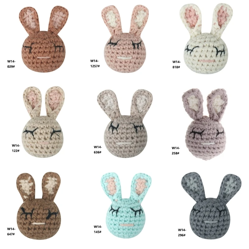Handwoven Rabbit Rattle Teether Toy Crochet Bead Pacifier Chain DIY Accessories K5DD
