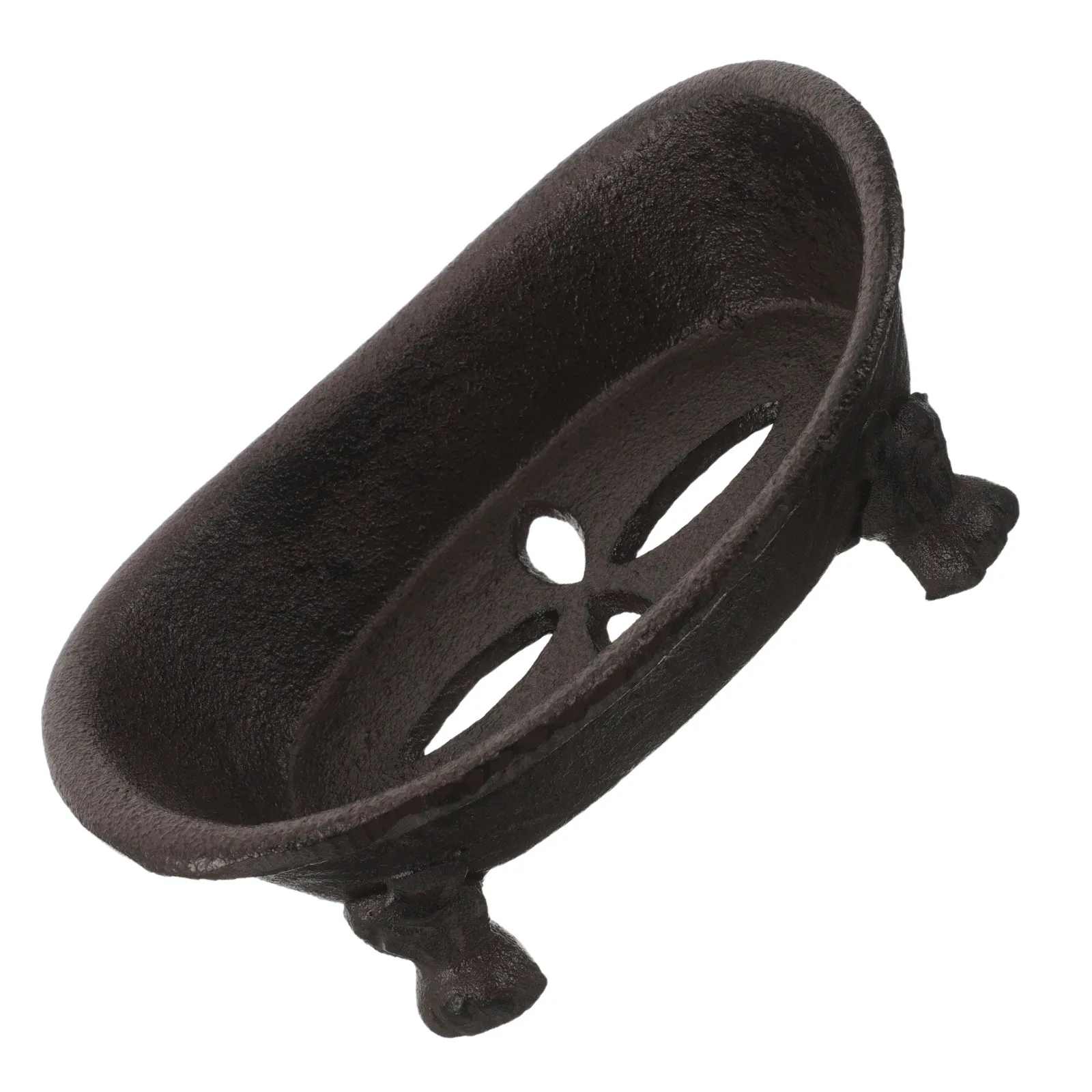 Cast Iron Vintage Bathtub Soap Dish Brown Hollowed Floral Design Drainable Soap Holder for Bathroom Kitchen Sink