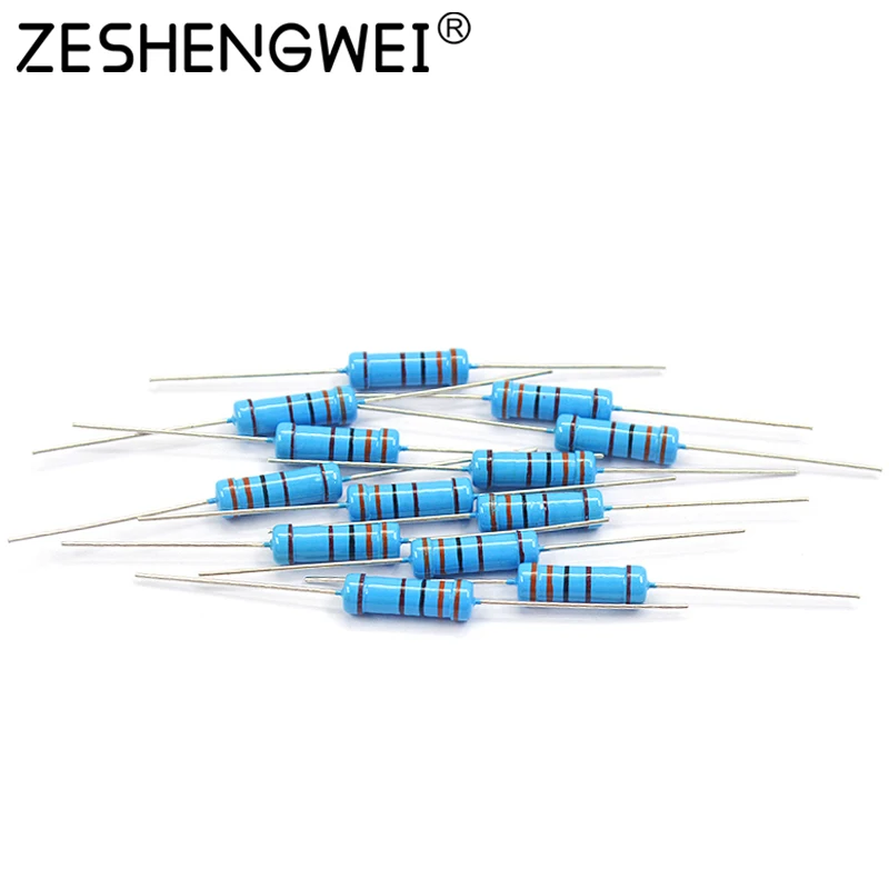 20PCS 1W Metal Film Resistor 1% Five-color Ring Power Resistor 0.1~1M 2 4.7 10R 47 100 220 360 470 1K 2.2K 10K 22K 4.7K 100K Ohm