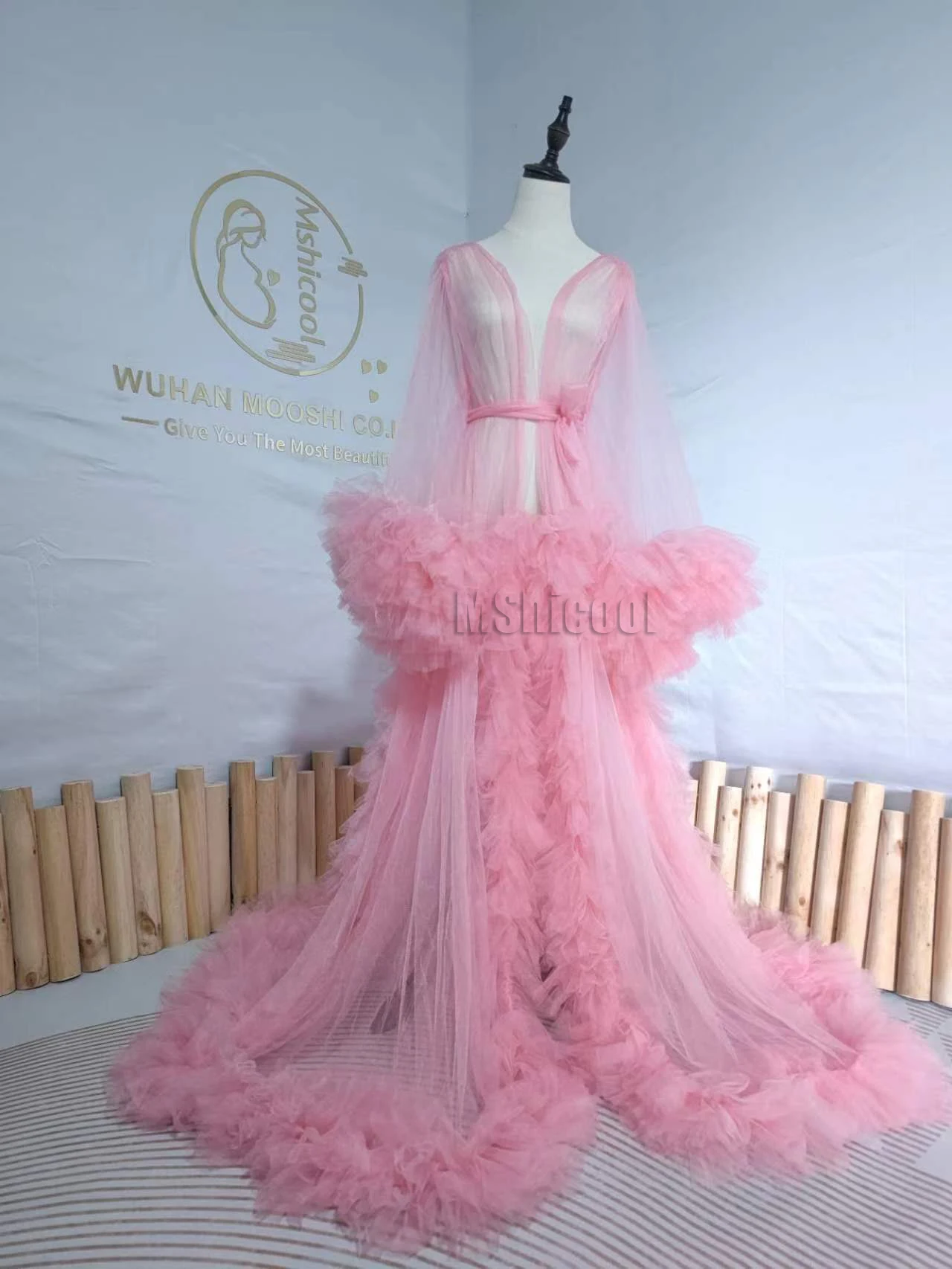 Sexy Maternity Women's Fluffy Long Dress For Photo Shoots Premama V-Neck Tulle Wedding Party Dresses Pregnant Baby Shower Gowns