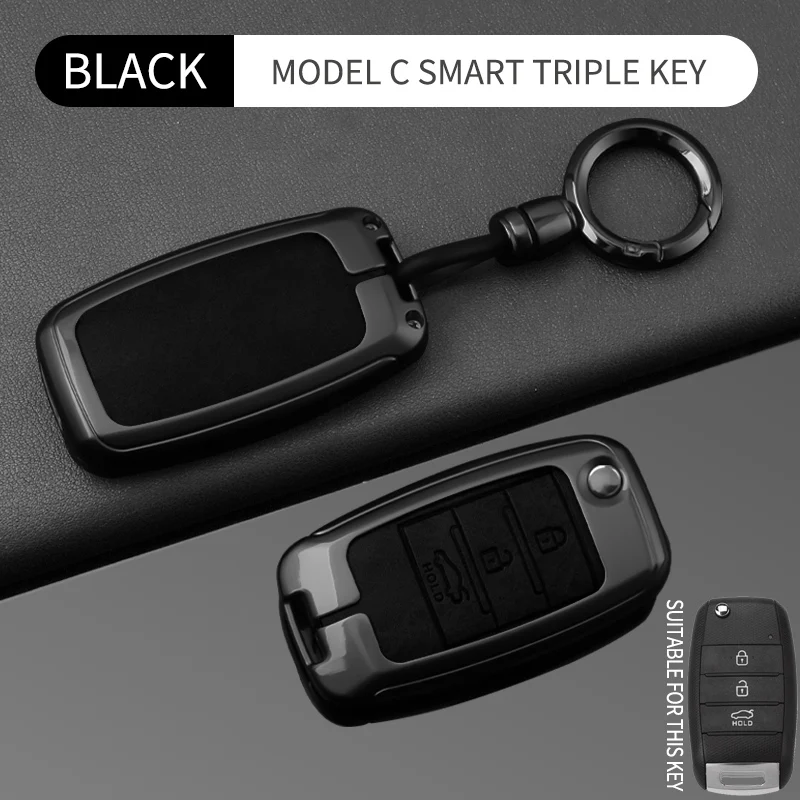 Metall-Leder-Schlüsseletui für KIA Rio 3 K2 Ceed Cerato K3 K5 Sorento Sportage Soul K4 Picanto Optima Forte Stinger Auto-Schlüssel-Gadget – Detail 12