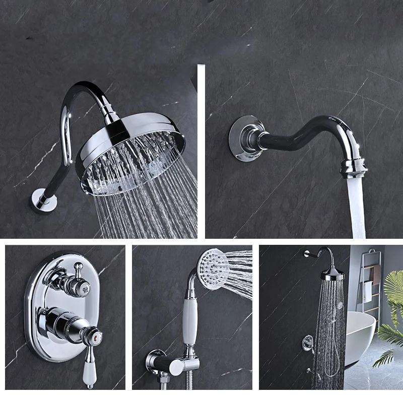 

Chrome Bathroom Shower Faucet Set In-wall Classical Brass Shower Faucet Set Gold /Chrome Finished Europe Style High quality