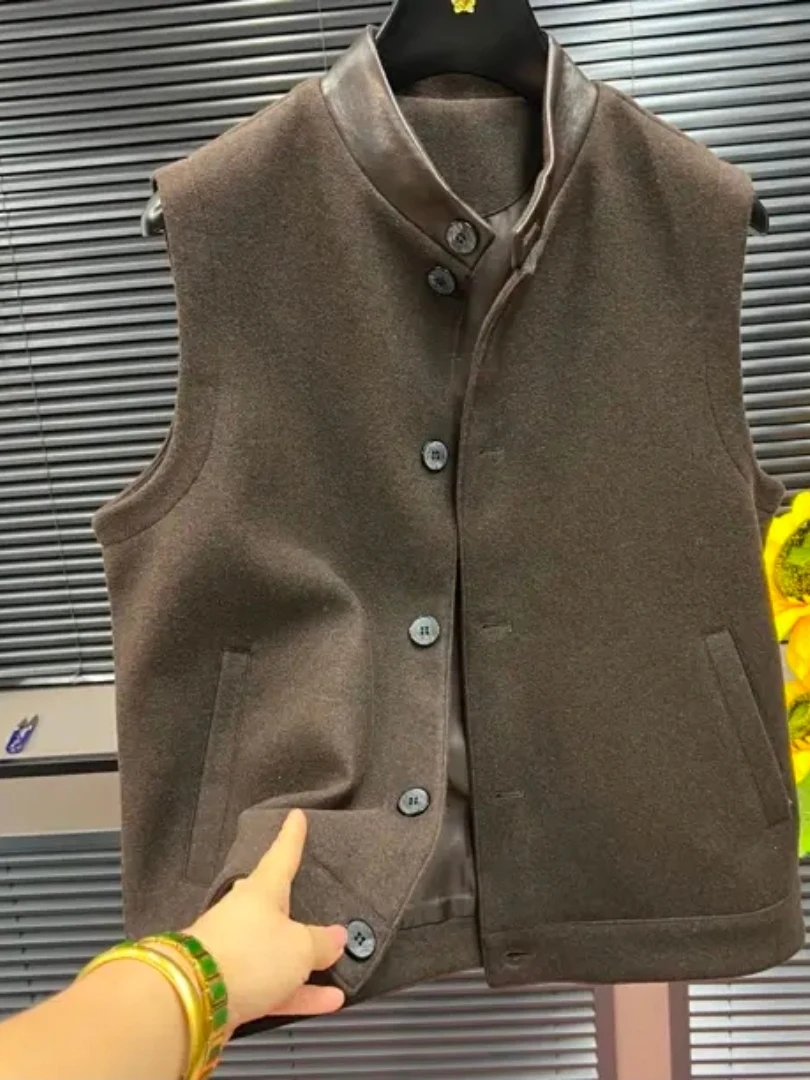 

Мужской жилет с воротником-стойкой и подплечниками, новинка весенне-осеннего сезона, премиум-класса, индивидуальный крой, повседневный молодежный стиль