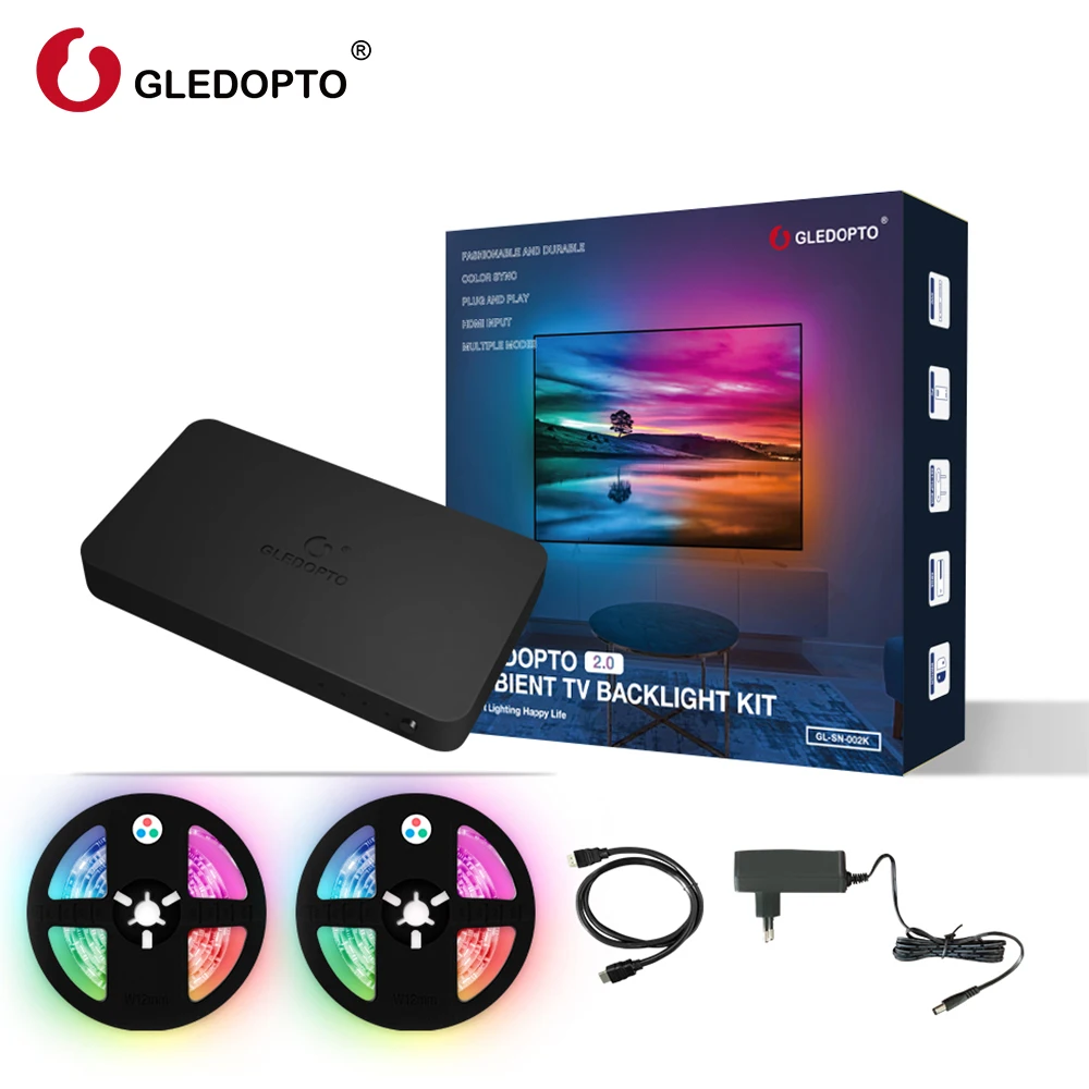 

Hot sell Certified RoHS New 2.0 Sync Box APP Control 4K 30Hz LED TV Backlight Strip Kit 12V Dimmers Sync Box APP Control RoHS Ce