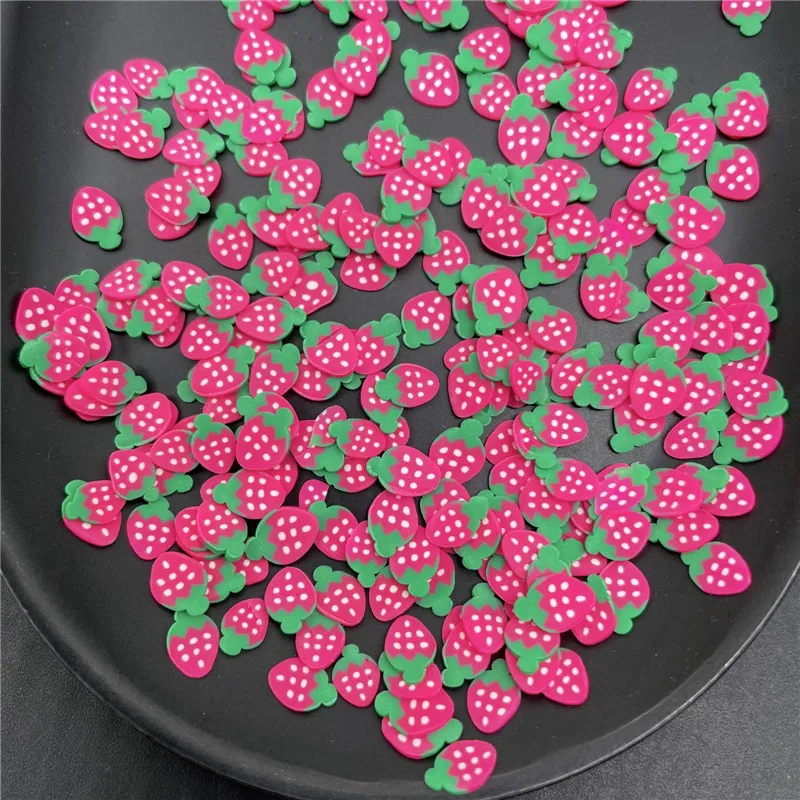Rebanadas de arcilla polimérica de fresa, 60g, rociadores para manualidades, decoración de uñas, álbumes de recortes, relleno de arcilla polimérica