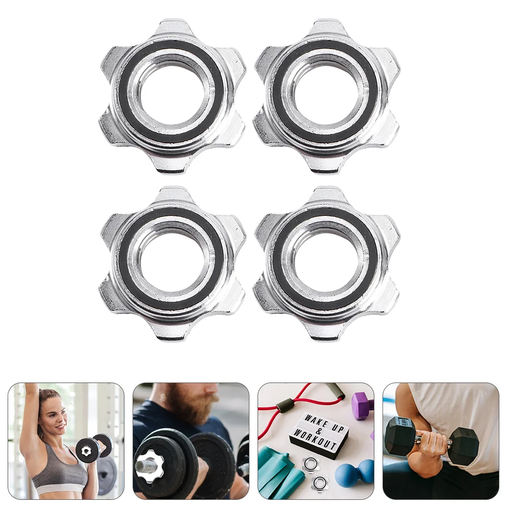 4 Pcs Nut -lock Collars Barbell Dumbbell Hex Security Household Anti-slip Cast Iron Buckle for Barbells Nuts