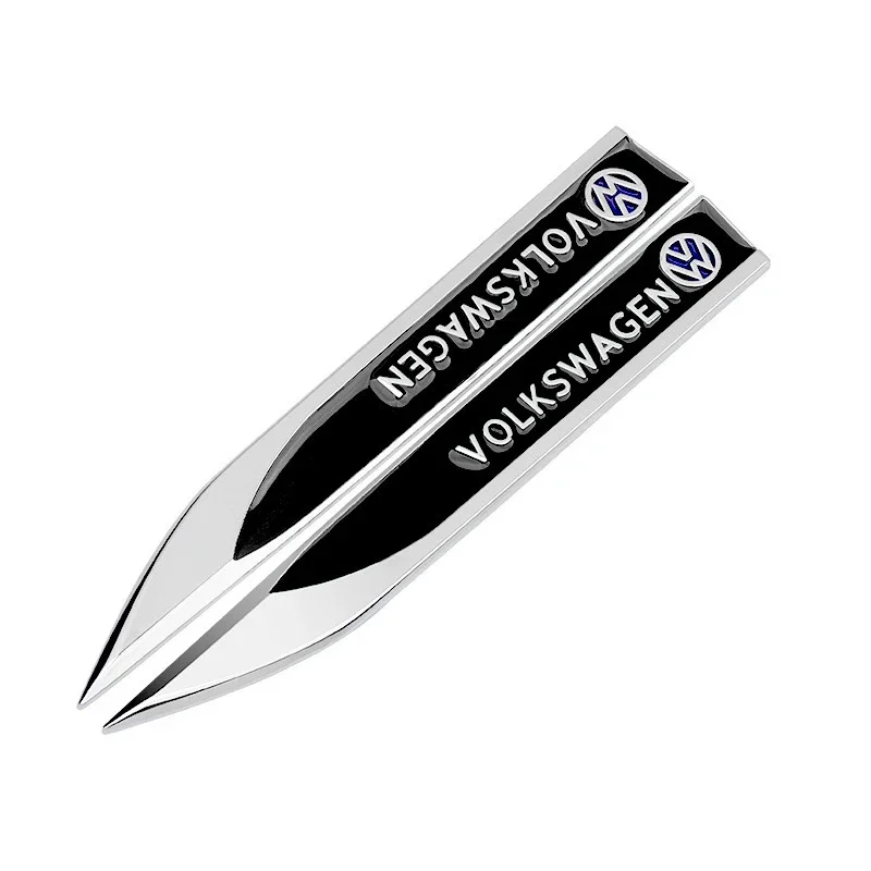 (Set of 2) Black and Red ABS Sticker Blade Side Mark Emblem GTI Wording for Volkswagen VW Golf 5 6 7