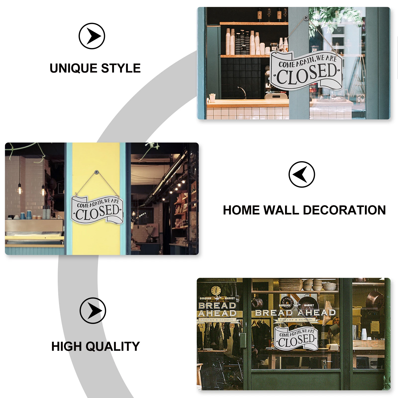 

Coffee Decoration Door Sign Hanging Wood Open Plaque Welcome and Close Signs Tag