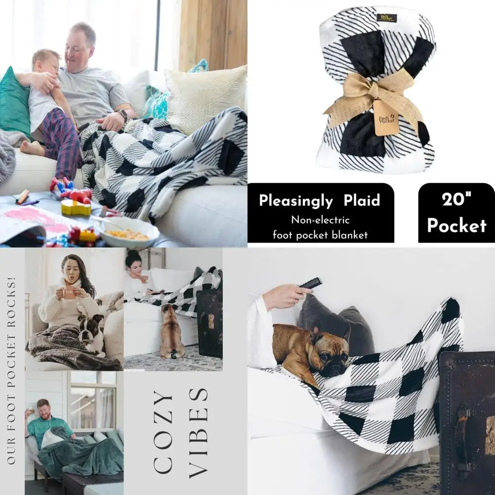 

Luxurious Velvet Fleece Foot Pocket Blanket 50x70 Inches with 20-Inch Pocket for Everyday Comfort