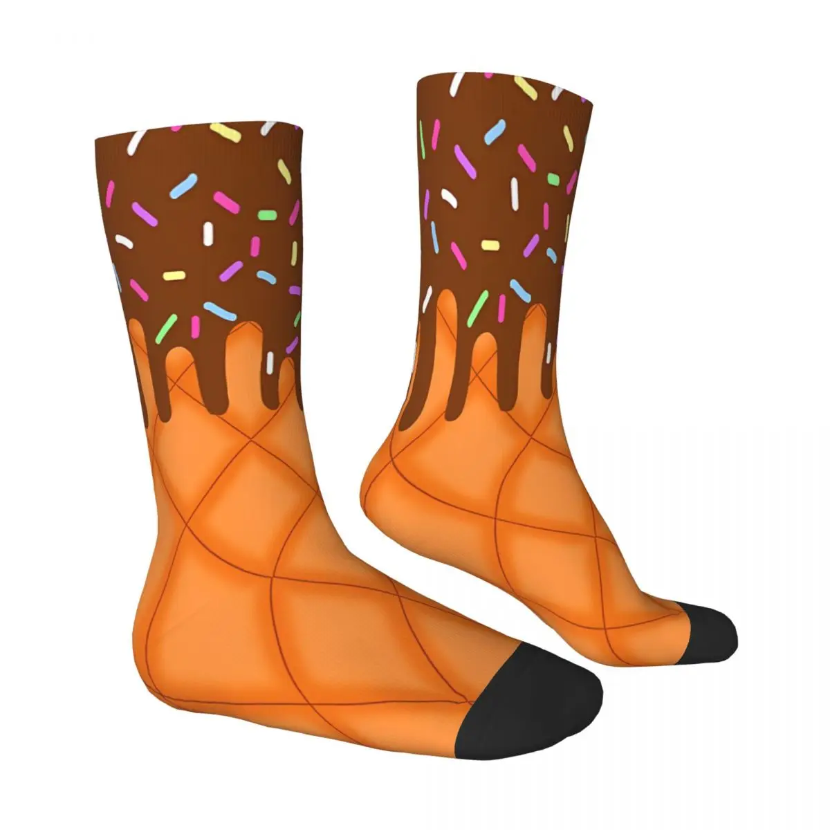 Chocolate Ice Cream Vanilla Chocolate Ice Cream Socks Male Mens Women Autumn Stockings Polyester