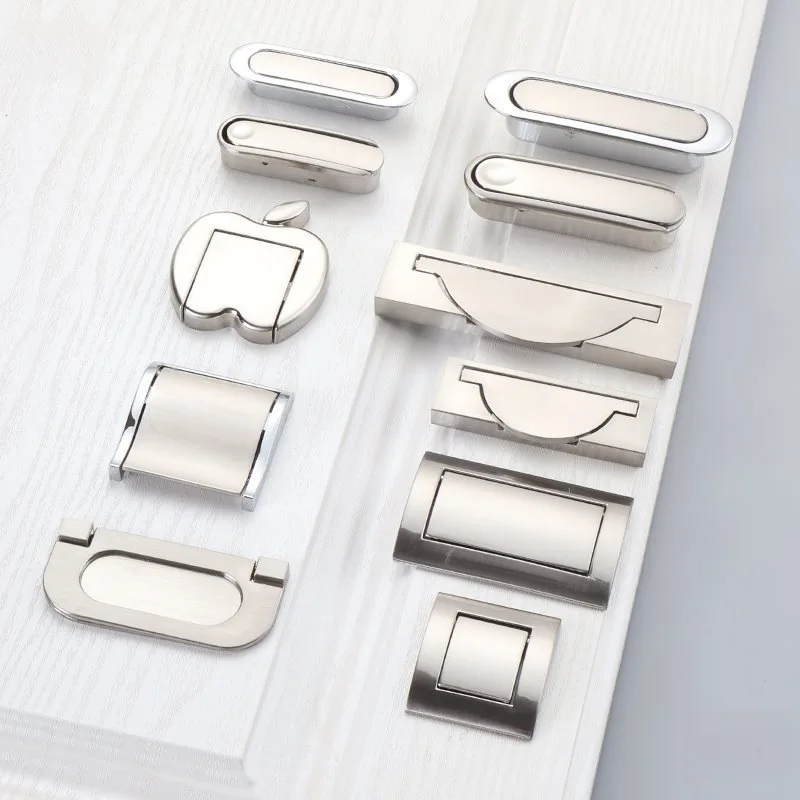 تاتامي مقابض الأبواب المخفية سبائك الزنك راحة فلوش سحب غطاء الطابق مقبض كابينة فضي أسود الأثاث مقبض الأجهزة #5