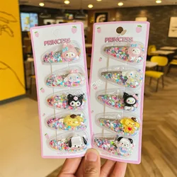 5pcs Sanrio Kids Hair Clip Girls Acrylic Cinnamoroll Kawaii Kuromi Fascinators with Bangs Clip  Hair Pin Accessories for Girls