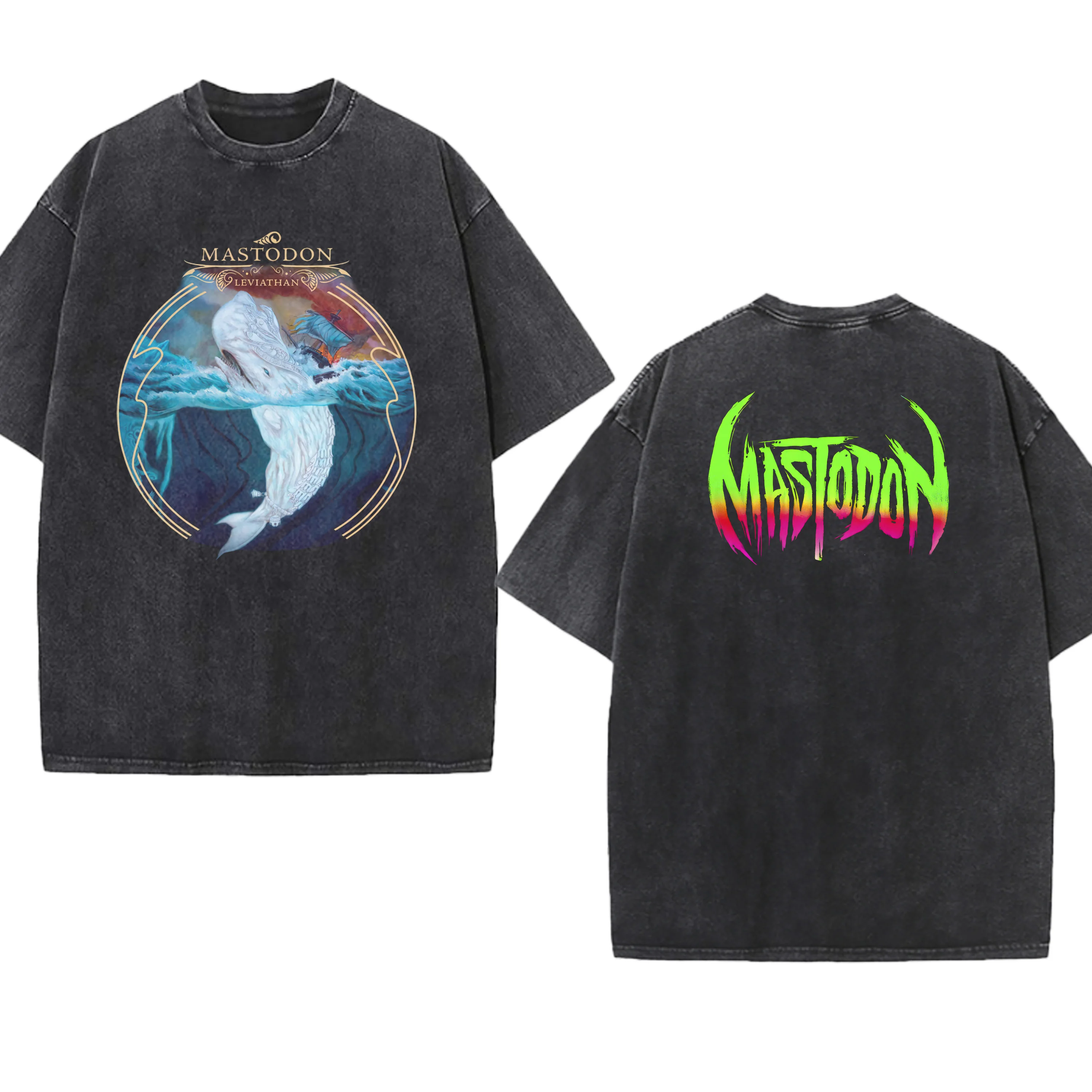 Band Washed T-Shirts Mastodons Graphic Unisex Casual Comfort Cotton Vintage Round Neck Men Women Streetwear Tees Short Sleeve