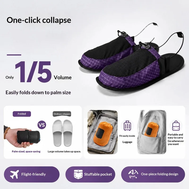 Outdoor travel, river trekking, ultra-lightweight, foldable, non-slip, portable camping, beach, and hotel slippers