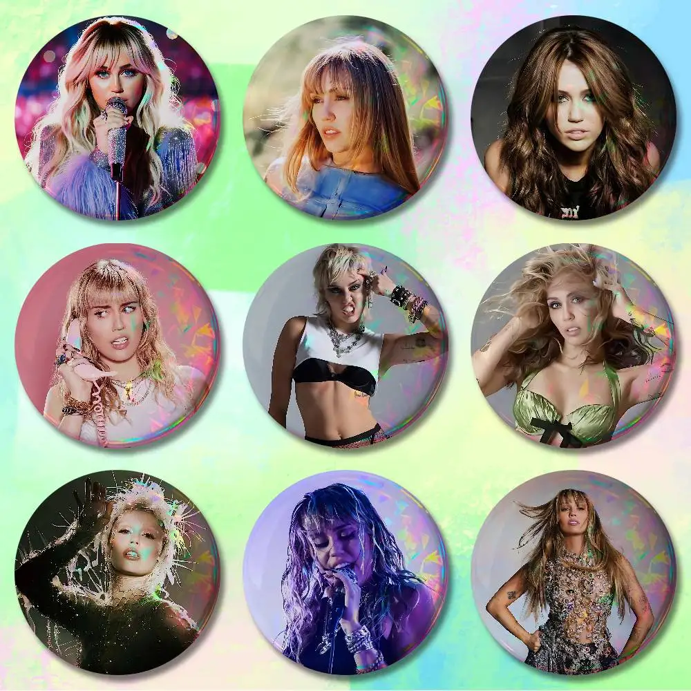 M-Miley C-Cyrus Beautiful New Badge Round Brooch Tinplate Figure Icon DIY Clothing Accessories Collectible Gifts Badges