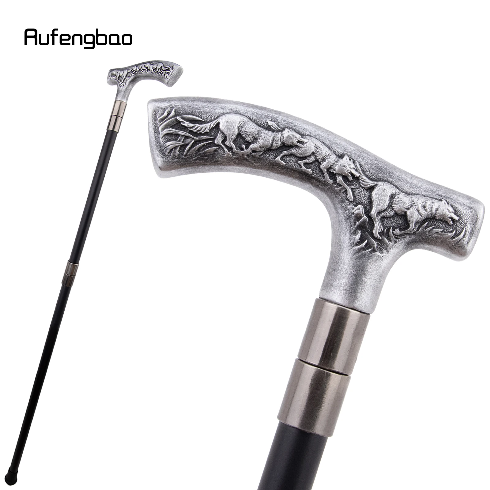 

Серебряная смола, трость с волком, модная декоративная палочка, элегантная ручка-трость для джентльмена, Crosier 94 см, сценическая трость для выступлений