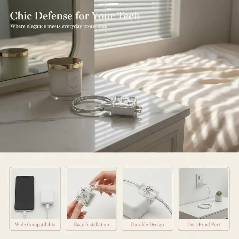Bowknot Charger Cable Protection Set 5Pcs Anti Fracture Cord Wrap for Daily Charger Guard Use