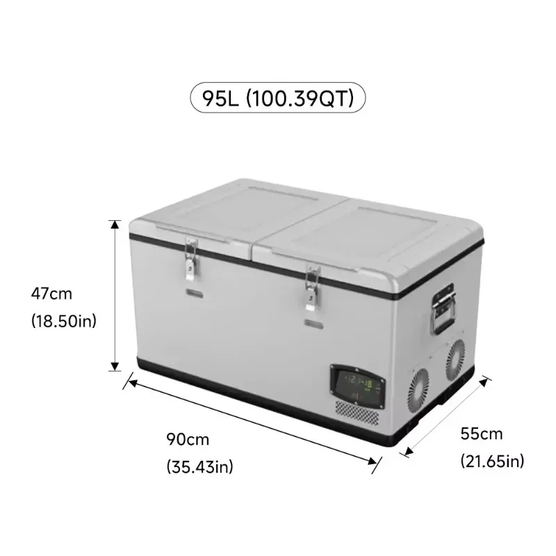 Heavy Duty 95L Dual Zone Portable Car Fridge Freezer App Control 12V 24V 240V Home SUV Camping Parts