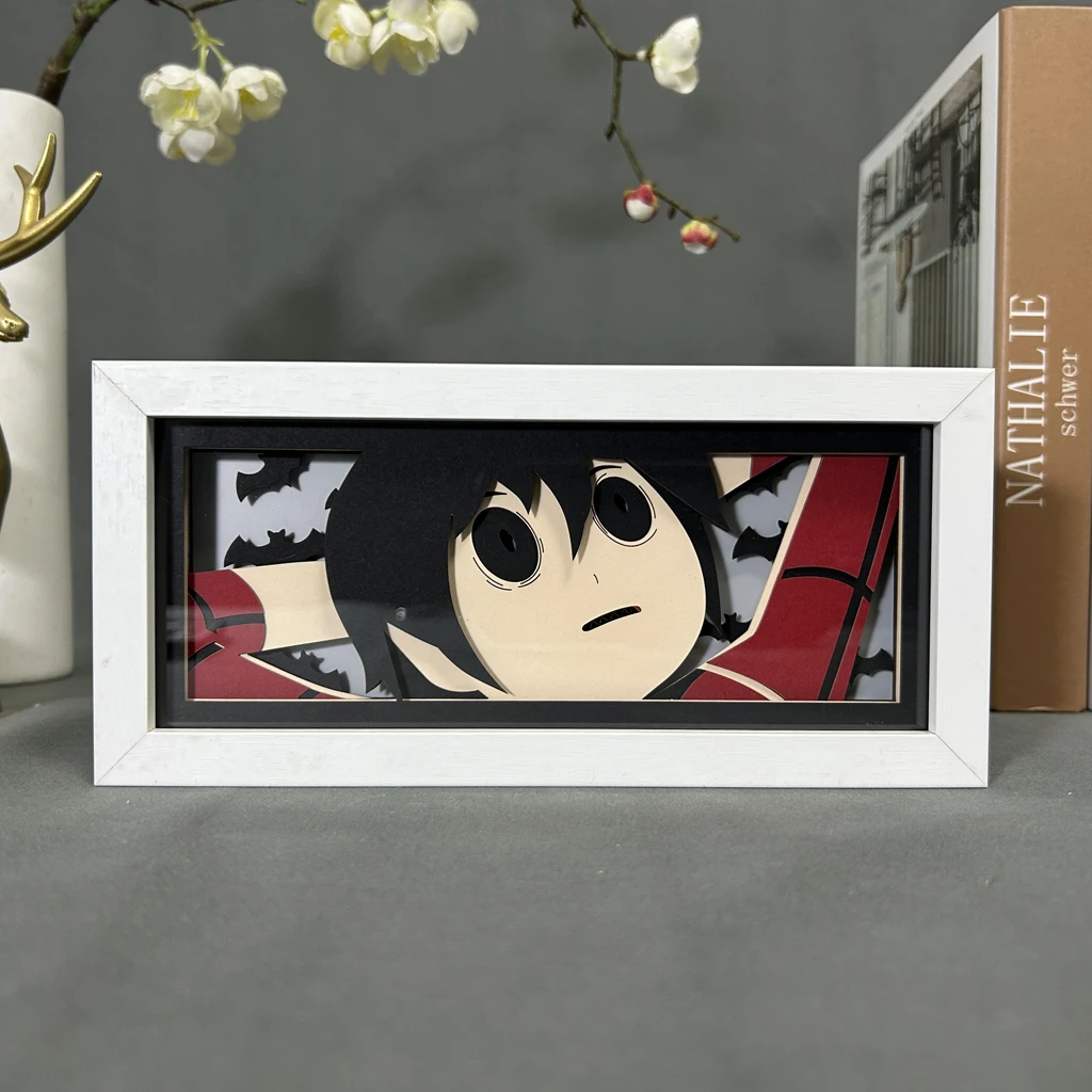 Imagem -03 - Marshall Lee Led Shadow Box para Crianças Caixa de Luz Noturna Candeeiro de Mesa Papel Cortado dos Desenhos Animados Decoração do Quarto Presente de Aniversário