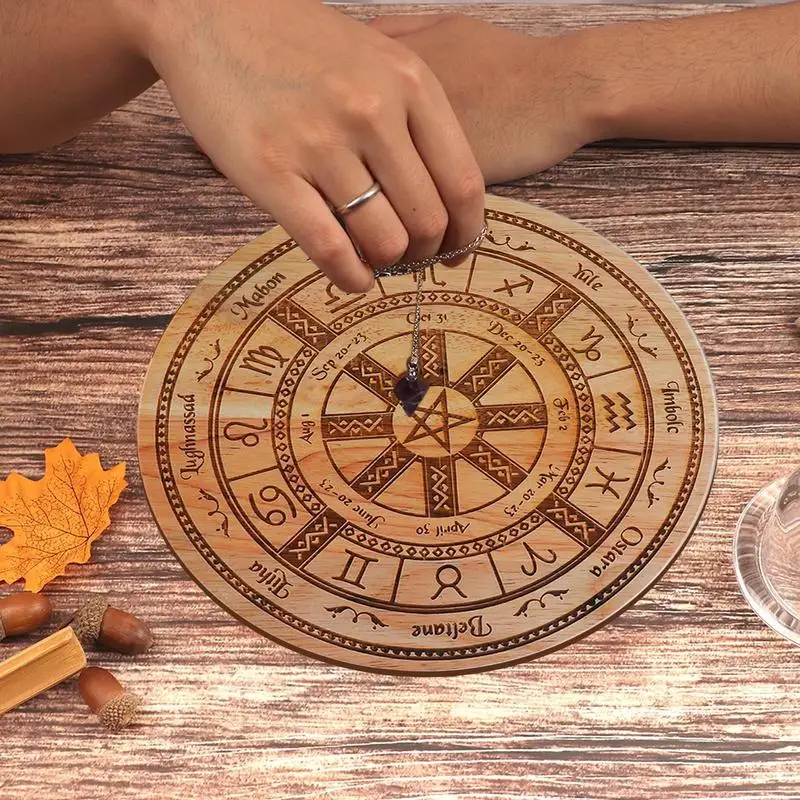 Divination Tools Wooden Moon Phase Pendulum Board Metaphysical Message Board Dowsing Divination Board Altar Supplies For Witch