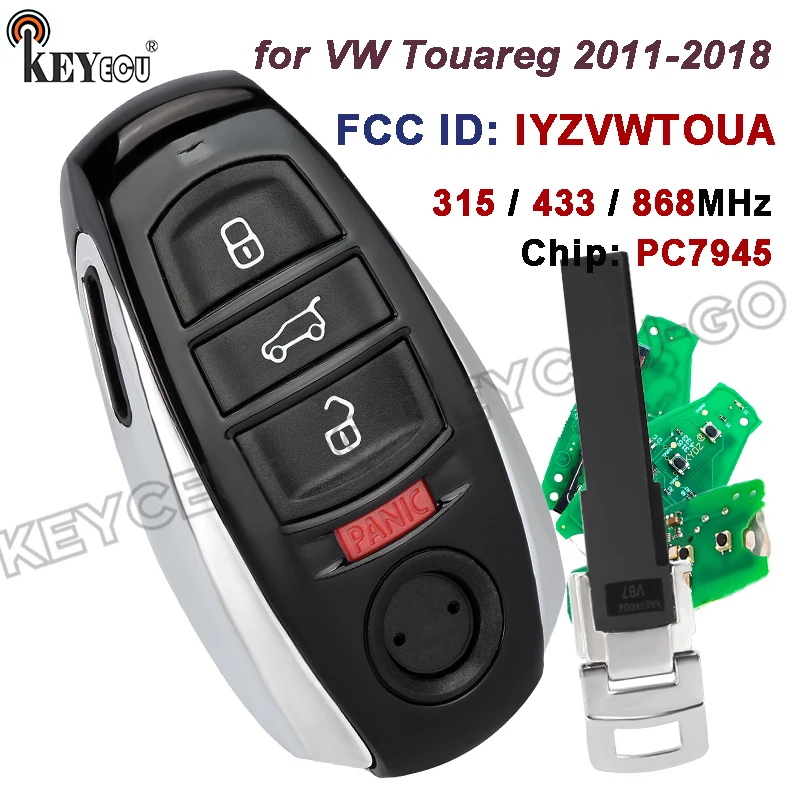 

KEYECU 315 МГц/433 МГц/868 МГц PC7945 Чип FCC ID: IYZVWTOUA для VW Volkswagen Touareg 2011-2018 Keyless-Go Дистанционный автомобильный брелок