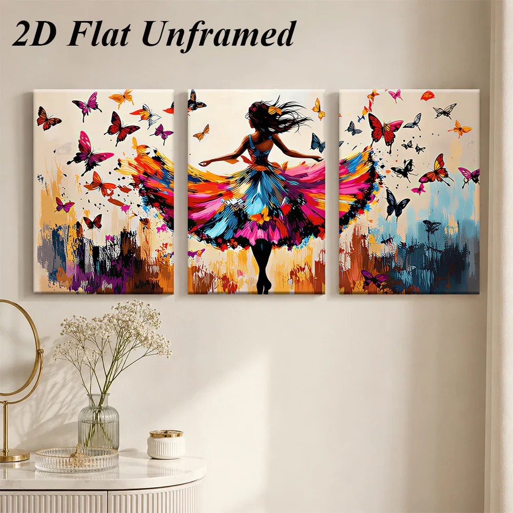 3PCS Large-sized frameless canvas paintings,1 set of abstract art triptych frameless decorative paintings, modern living room be