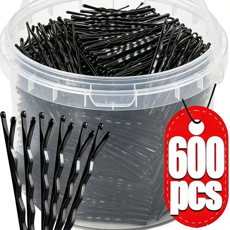 60/600pcs 블랙 스트레이트 라인 헤어 클립 U 자형 바늘 레이디 헤어핀 곱슬 물결 모양 그립 여성 바비 핀 스타일링 헤어 액세서리