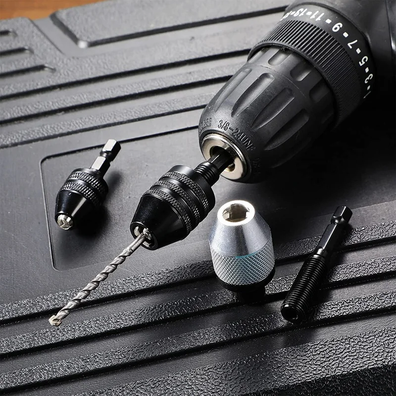 3 Pcs Keyless Drill Chuck 1/4 pollici Hex Shank Keyless Drill Chuck Converter Drill Adapter per trapano a percussione