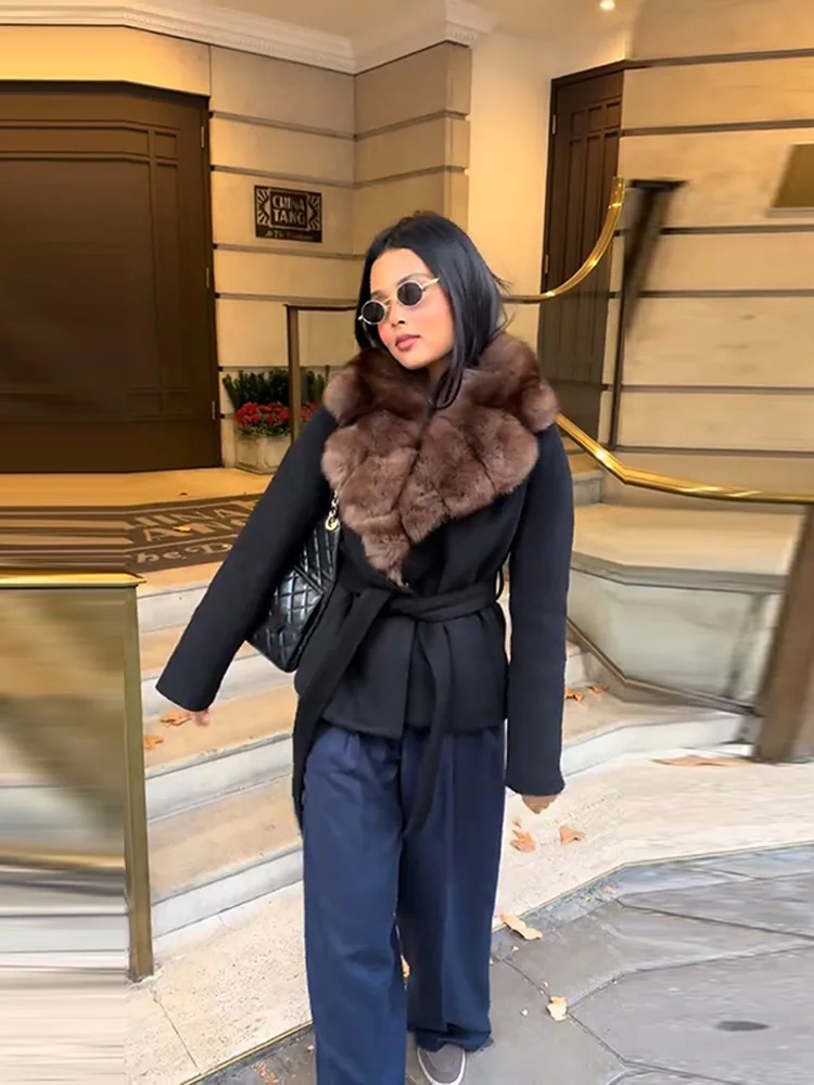 

Винтажное утепленное пальто с воротником из искусственного меха, женская модная куртка с отложным воротником и длинными рукавами, осень-зима 202, теплая однотонная верхняя одежда