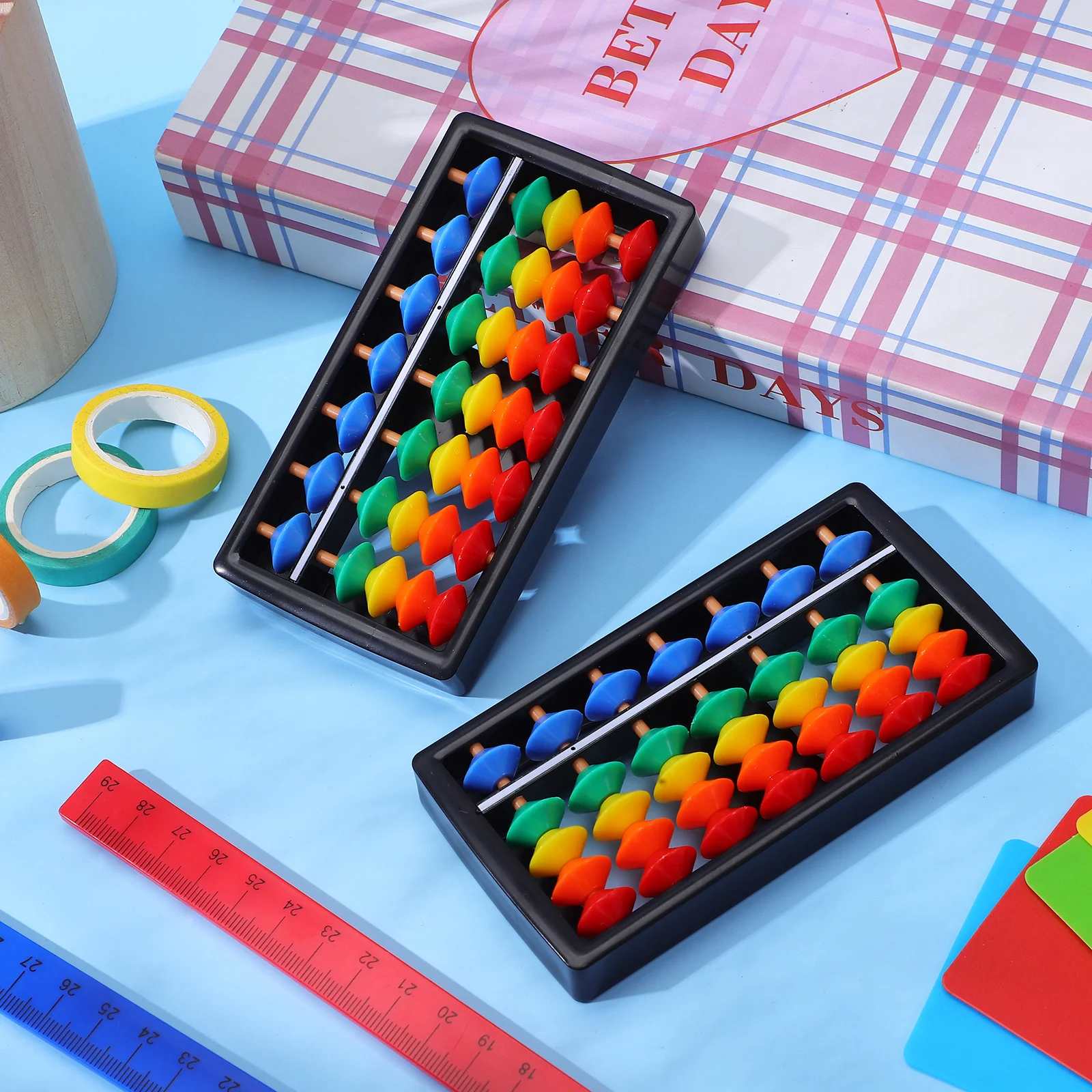 ลูกคิดหลากสี 2 ชิ้น สำหรับการเรียนรู้คณิตศาสตร์ เครื่องมือการศึกษาสำหรับเด็ก ฝึกนับเลข ช่วยพัฒนาสมองในวัยเริ่มต้น