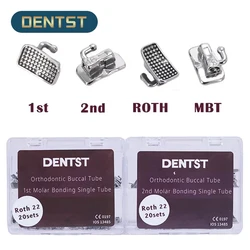 20Sets/80pcs Dental Orthodontic Buccal Tube Dental 1st 2nd Molar Bondable Monoblock Non-Convertible Tube 0.022 Roth MBT