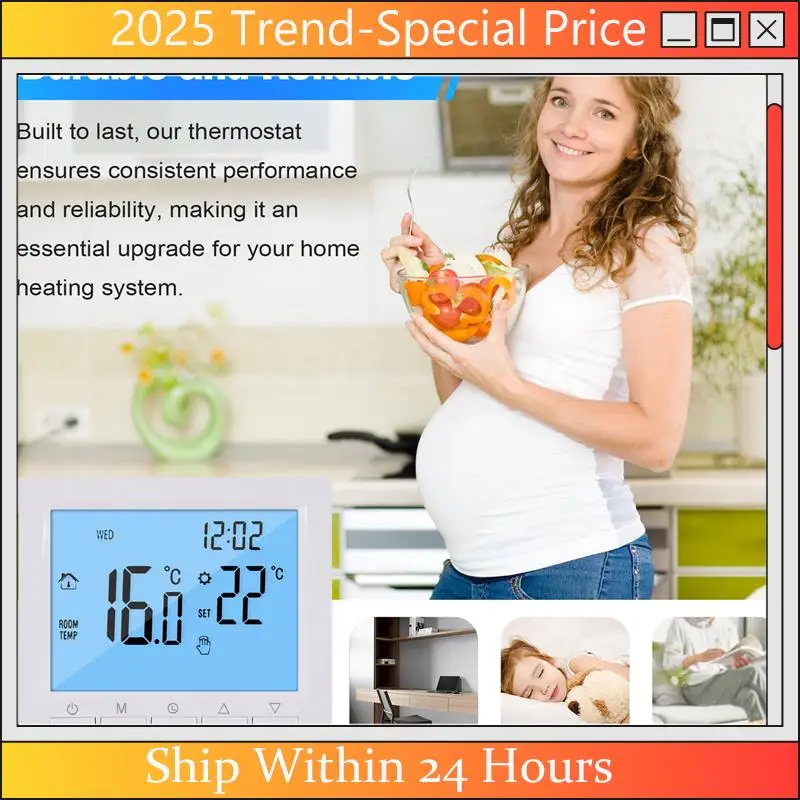 A61Z Deals Programmable Digital Thermostat 3A Weekly Room Temperature Controller For Efficient Home Heating White Backlight